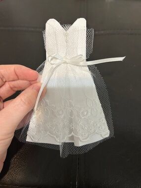 White wedding dress napkin holder decoration - handmade by my mom